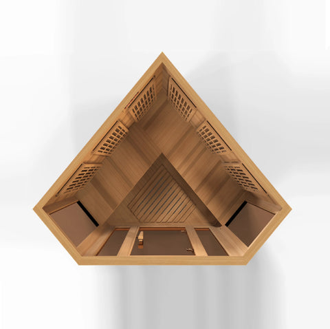 GoldenDesigns MX-K356-01-ZF CED Canadian Red Cedar Maxxus 3 Person Corner Near Zero EMF FAR Infrared Sauna (New)