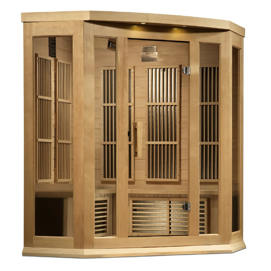 GoldenDesigns MX-K356-01-ZF Hemlock Maxxus 3 Person Corner Near Zero EMF FAR Infrared Sauna (New) Image