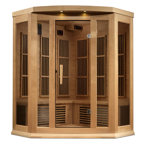 GoldenDesigns MX-K356-01-ZF Hemlock Maxxus 3 Person Corner Near Zero EMF FAR Infrared Sauna (New)