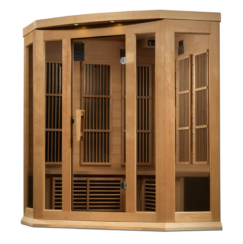 GoldenDesigns MX-K356-01-ZF Hemlock Maxxus 3 Person Corner Near Zero EMF FAR Infrared Sauna (New)
