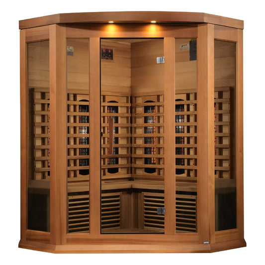 GoldenDesigns MX-M356-01-FS CED Maxxus 3-Person Corner Full Spectrum Near Zero EMF FAR Infrared Sauna (New) Image