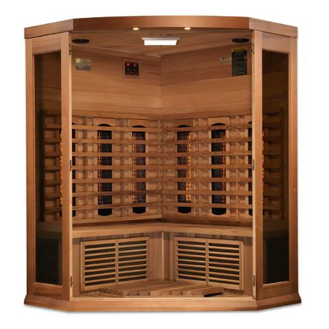 GoldenDesigns MX-M356-01-FS CED Maxxus 3-Person Corner Full Spectrum Near Zero EMF FAR Infrared Sauna (New)