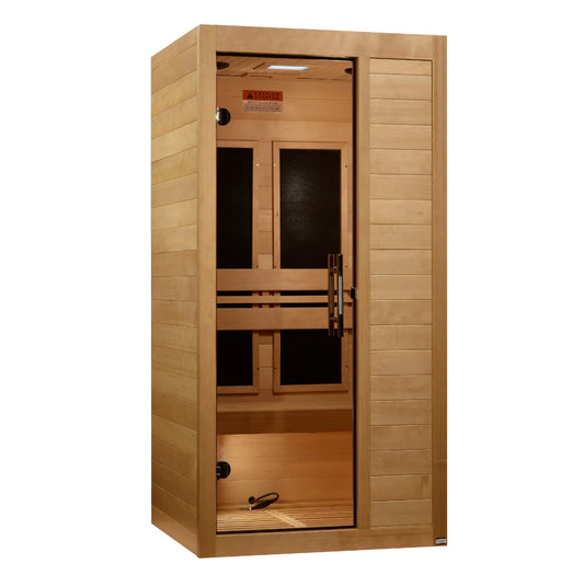 GoldenDesigns S-Line MX-S106-01 Maxxus Low EMF FAR Infrared Sauna Canadian Hemlock (New) Image