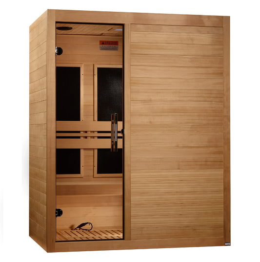 GoldenDesigns S-Line MX-S306-01 Maxxus Low EMF FAR Infrared Sauna Canadian Hemlock (New) Image