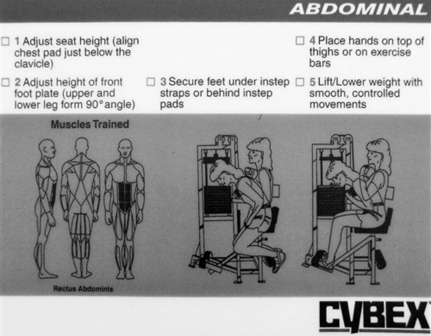 Cybex Classic Abdominal Machine (Remanufactured) - Instructions