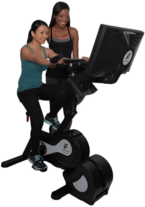 Expresso Fitness HD Upright Bike HDU (Remanufactured) - Angled View with Users