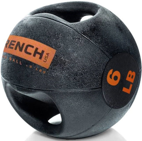 French Fitness Dual Grip Medicine Ball Set of 10 (6 to 25 lbs) w/Rack (New)