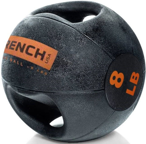 French Fitness Dual Grip Medicine Ball Set of 10 (6 to 25 lbs) w/Rack (New)