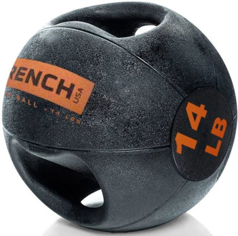 French Fitness Dual Grip Medicine Ball Set of 10 (6 to 25 lbs) w/Rack (New)