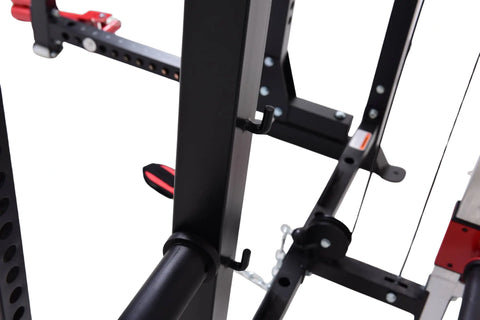 French Fitness Folding Cable Power Rack / Cage, Red/Black (New)