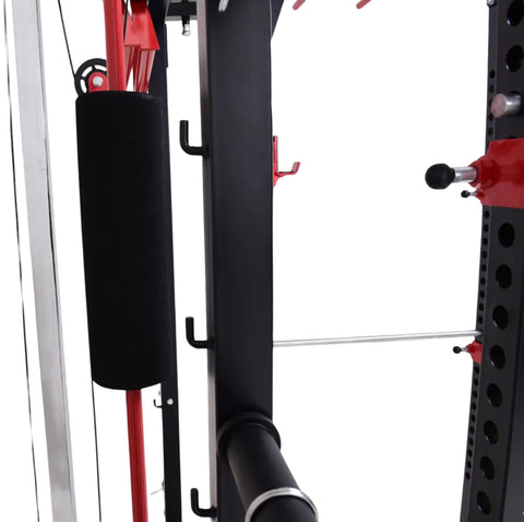 French Fitness Folding Cable Power Rack / Cage, Red/Black (New)