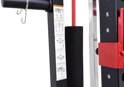 French Fitness Folding Cable Power Rack / Cage, Red/Black (New)