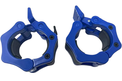 French Fitness Blue ABS Olympic Jaw Lock Collars / Clamps (Pair) (New)