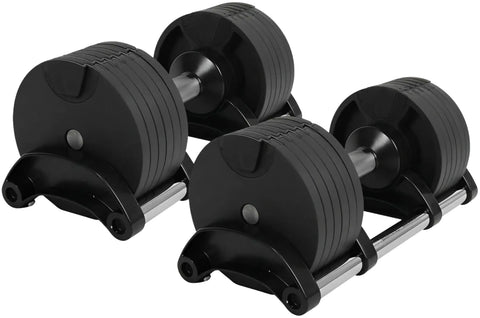 French Fitness 5-80 lb Adjustable Dumbbell, Set of 2 (New) - Angled View