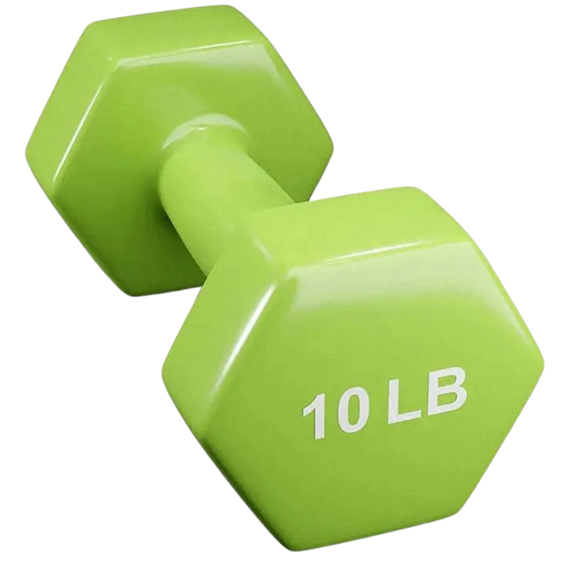 French Fitness Colorful Hex Vinyl Dumbbell 10 lbs - Single (New)