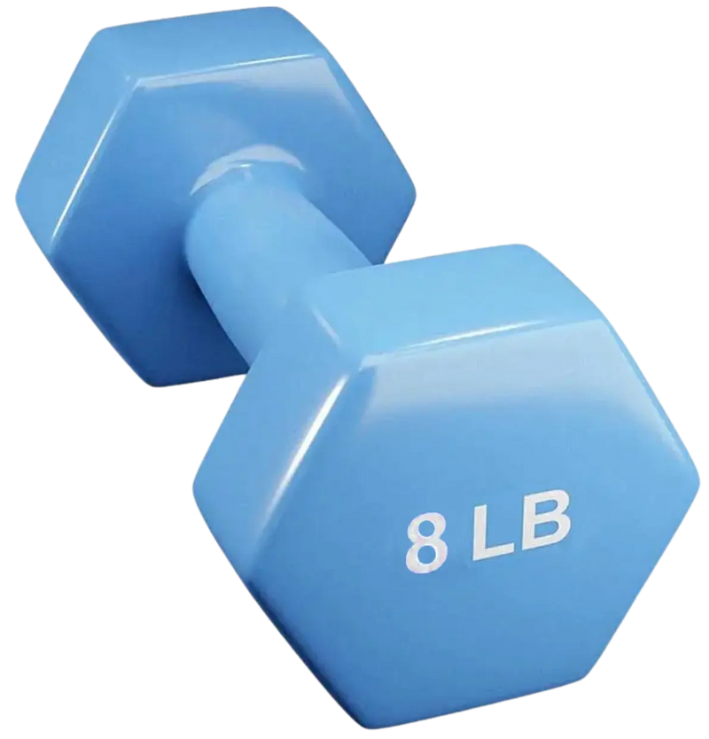 French Fitness Colorful Hex Vinyl Dumbbell 8 lbs - Single (New)