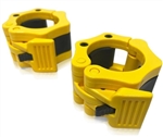 French Fitness Yellow ABS Olympic Jaw Lock Collars / Clamps (Pair) (New)
