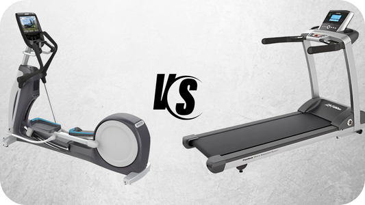 Side-by-side elliptical trainer and treadmill, comparing cardio machines for different fitness goals.