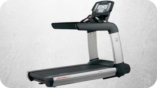 Life Fitness treadmill with digital console display, designed for home or gym workouts, highlighting proper treadmill care and longevity.