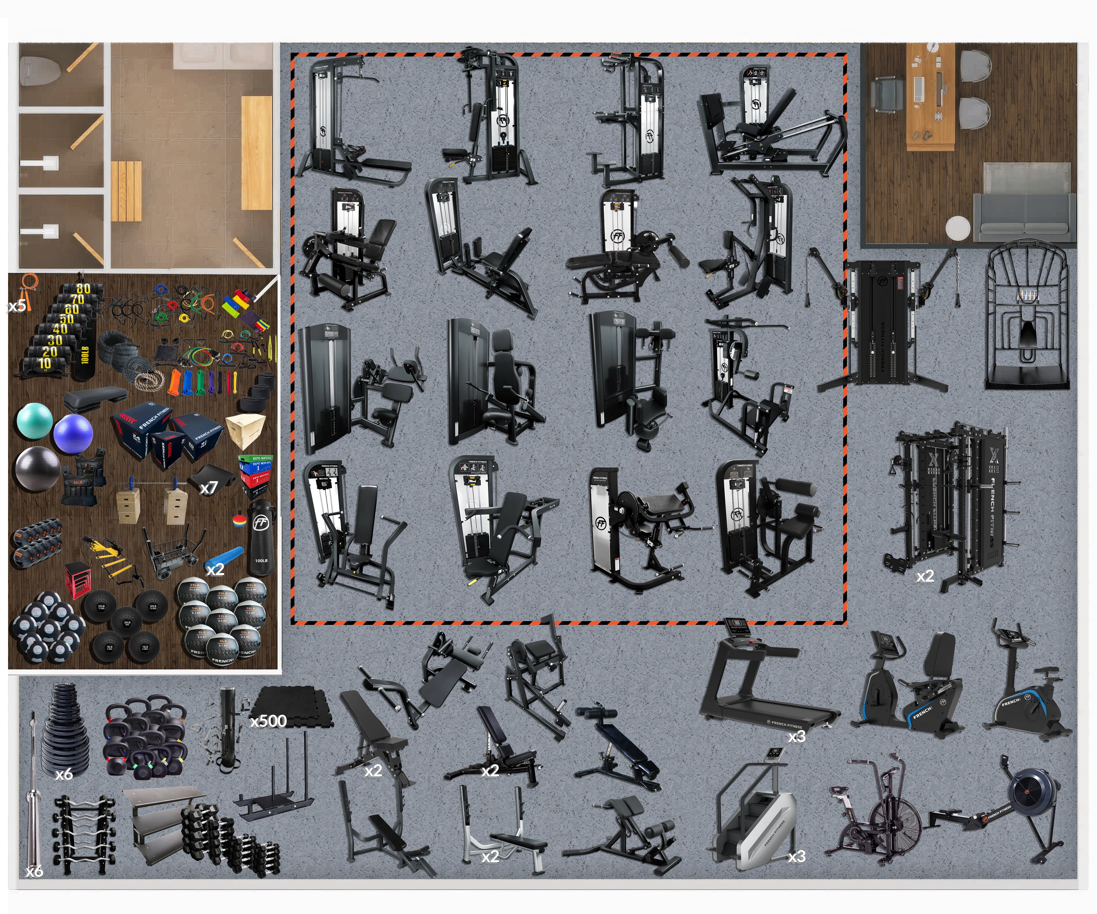 2,000 Sq Ft Gym