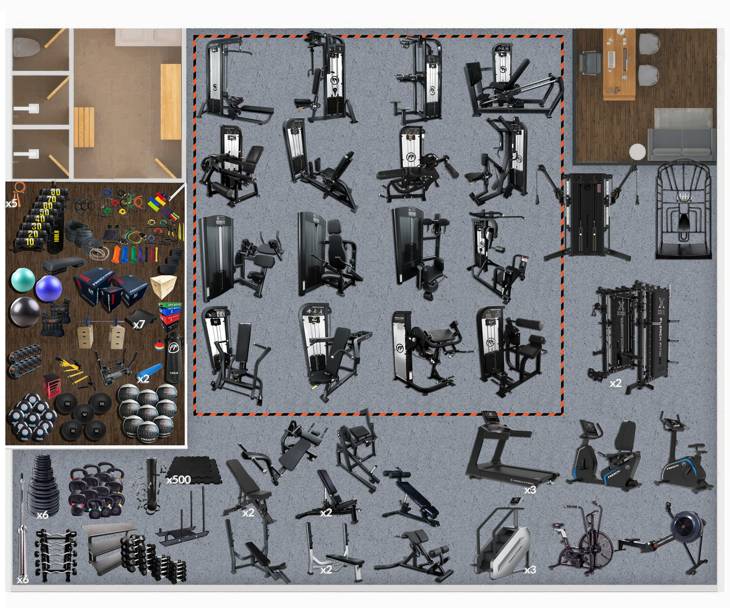 2,000 Sq Ft Gym