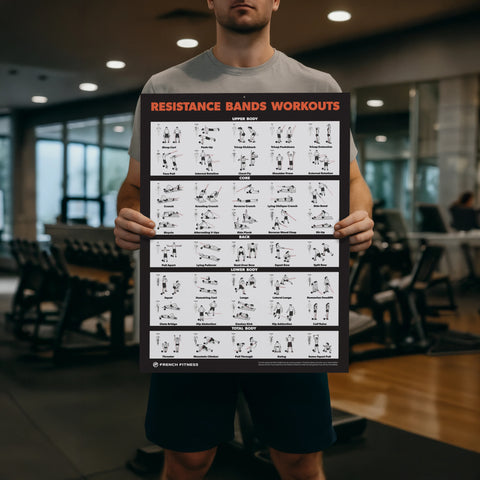 French Fitness Resistance Band Workout Training Charts / Posters (New)