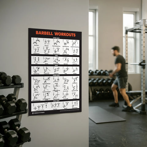 French Fitness Barbell Workout Training Charts / Posters (New)