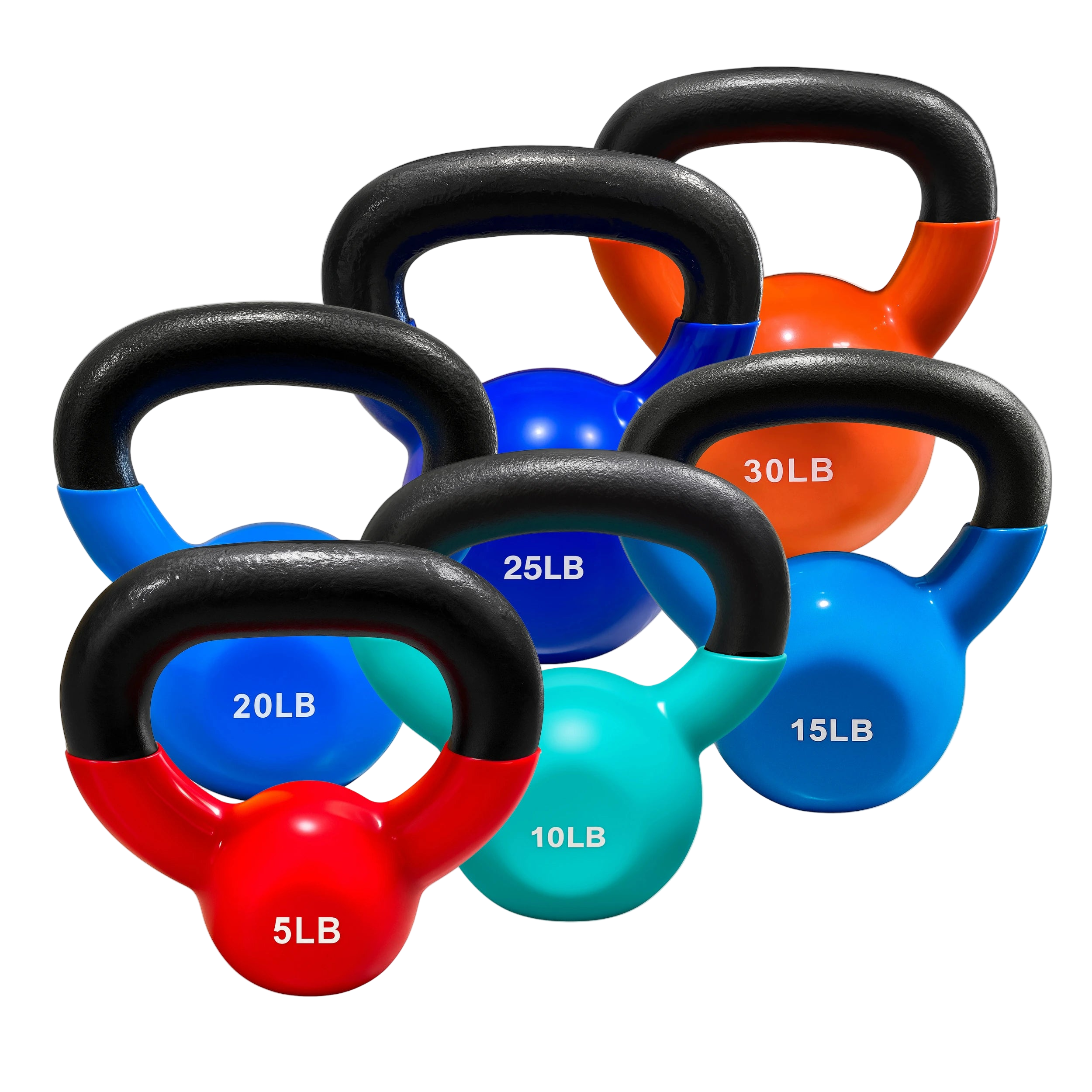 French Fitness Vinyl Kettlebell Set 5-30 lbs (New)