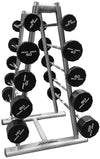 Life Fitness SBBR Signature Barbell Rack w/Iron Grip Straight Barbells (20lb-110lb) (Used) - Side View