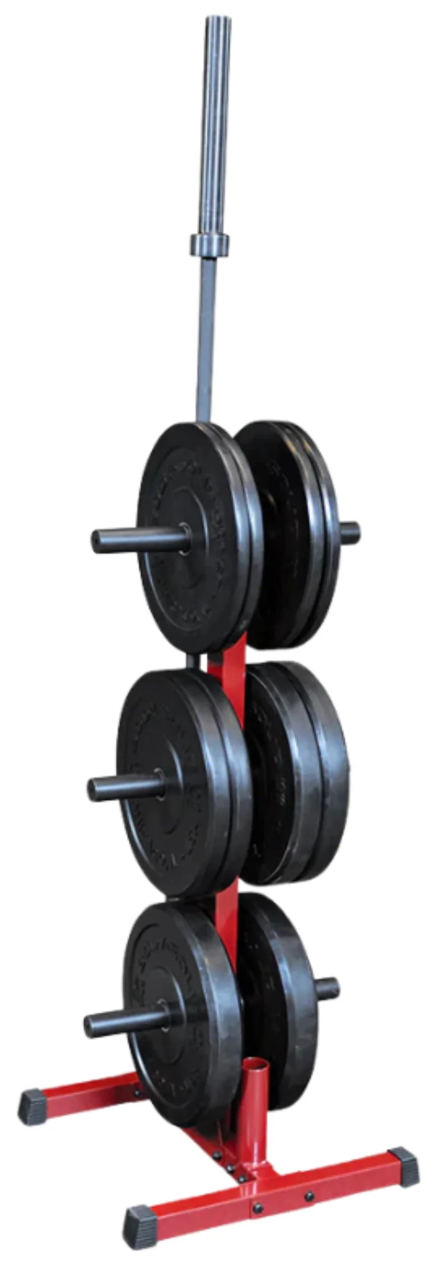 Body-Solid BFWT10 Best Fitness Weight Tree & Bar Holder - Angled View with Weight Plates