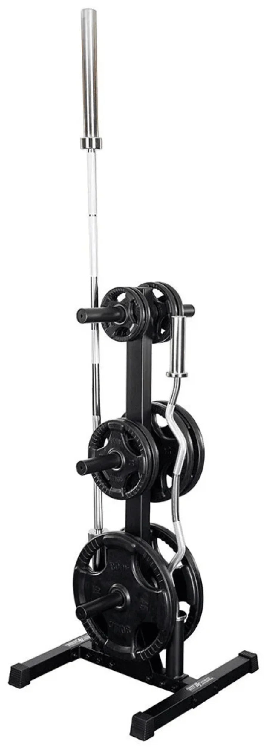 Body-Solid BFWT10B Best Fitness Weight Tree & Bar Holder - Angled View with Weight Plates