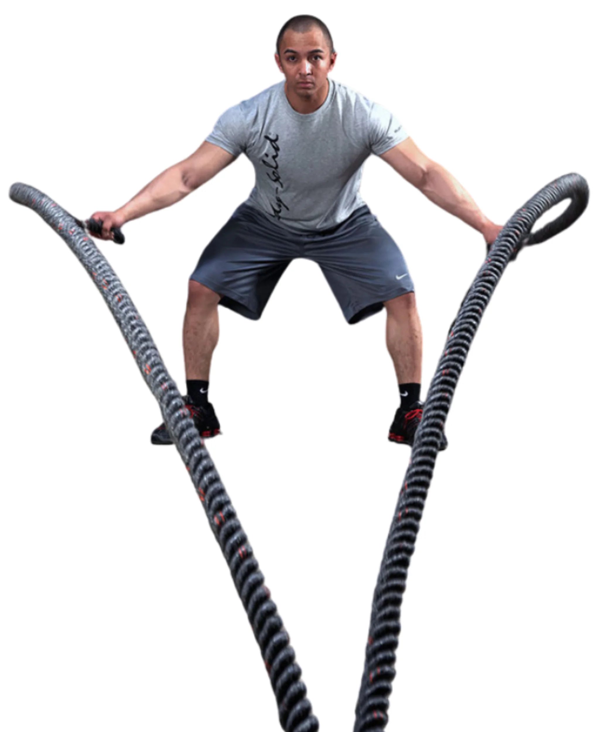 Body-Solid BSTBR1530 Fitness Training Rope 1.5 in. dia. - 30 ft. - Front Training View