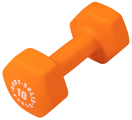 Body Solid BSTND10 Neoprene Dumbbell- 10 lbs. Orange (New)