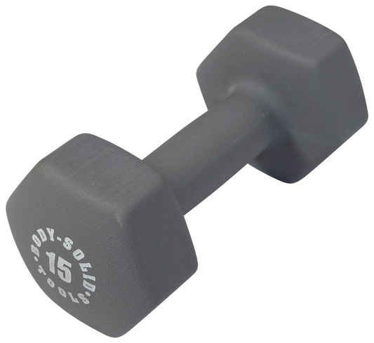 Body Solid BSTND15 Neoprene Dumbbell- 15 lbs. Gray (New)