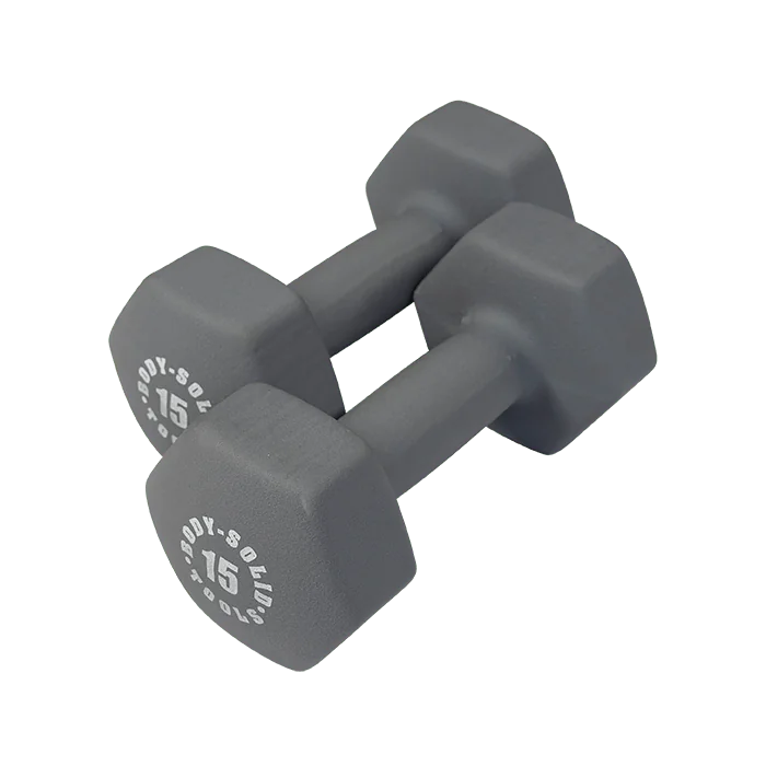 Body Solid BSTND15 Neoprene Dumbbell- 15 lbs. Gray (New)