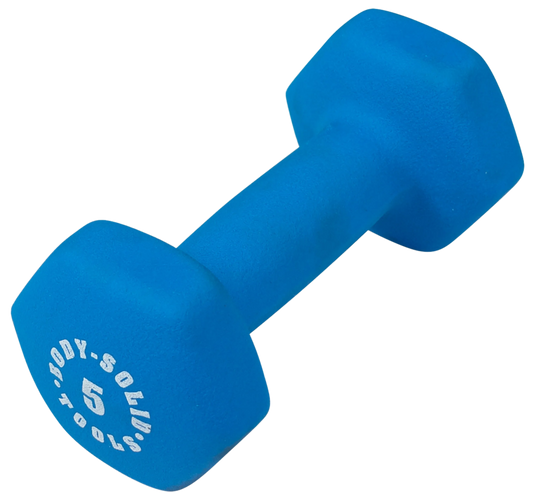 Body Solid BSTND5 Neoprene Dumbbell- 5 lbs. Blue (New)