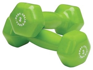 Body Solid BSTVD3 Vinyl Dumbbell 3 lbs. Green - Angled View