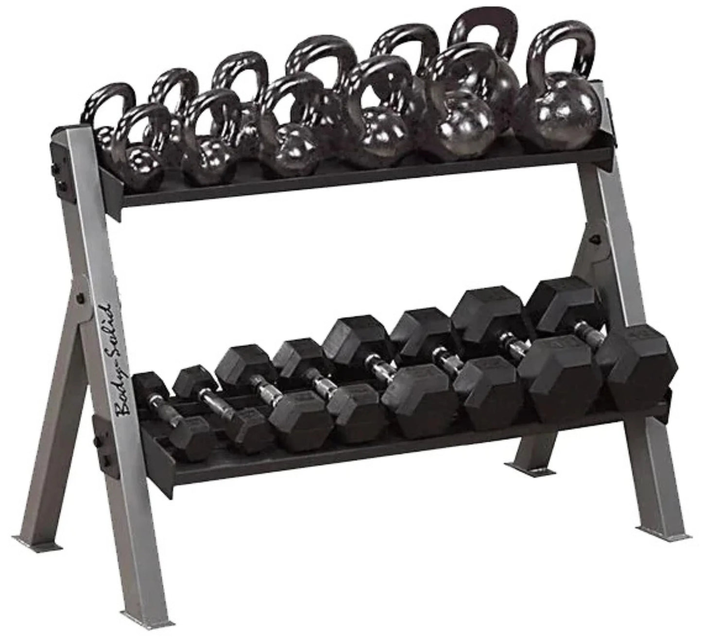 Body Solid GDKR100B Dual Dumbbell & Kettlebell Rack - Black (New)