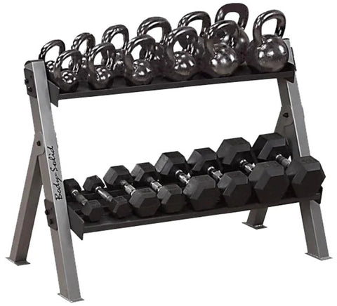 Body Solid GDKR100B Dual Dumbbell & Kettlebell Rack - Black (New)