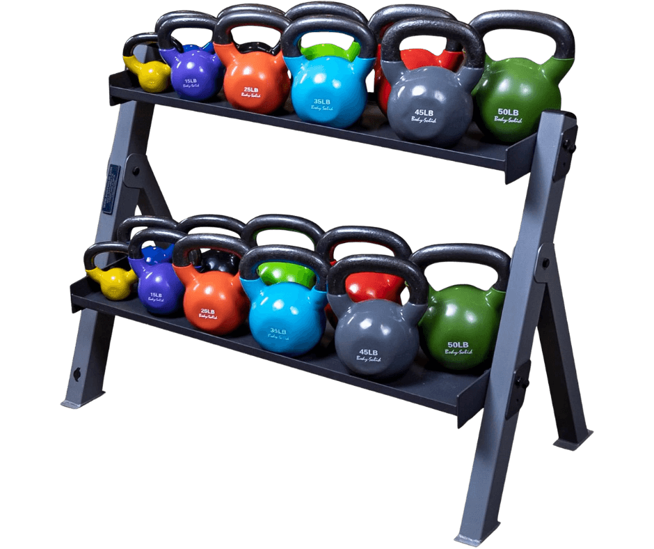 Body Solid GDKR100B Dual Dumbbell & Kettlebell Rack - Black (New) Image 2