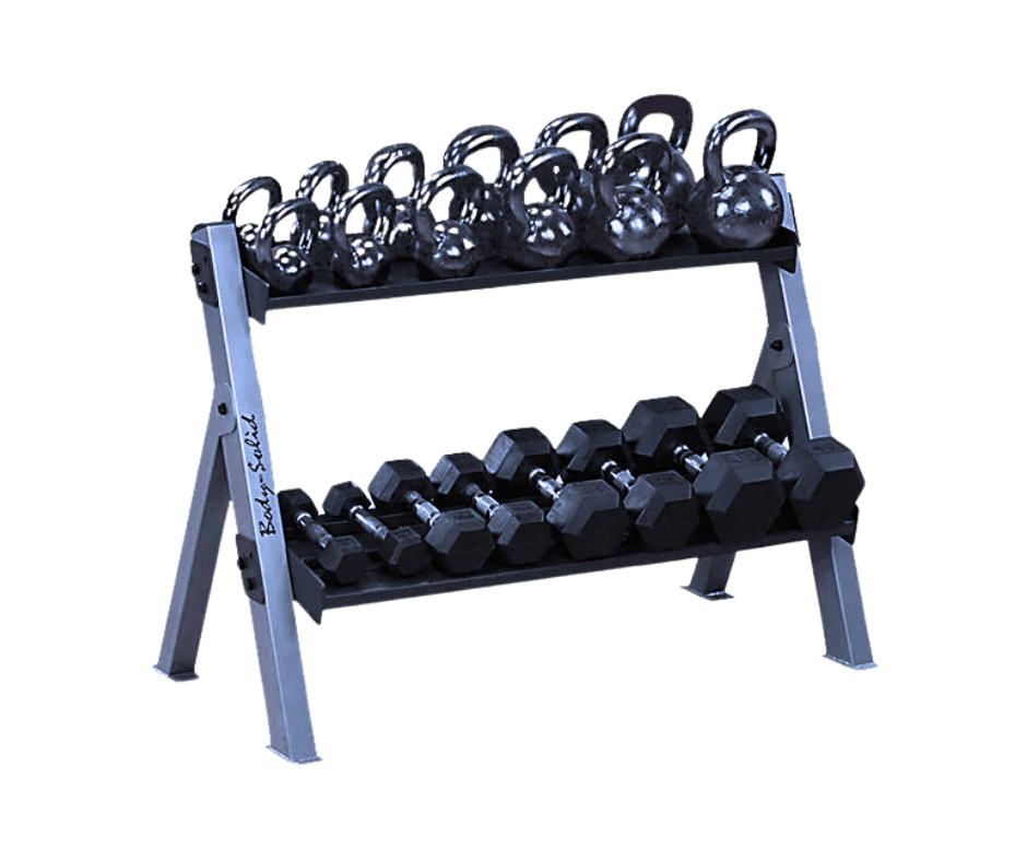 Body Solid GDKR100B Dual Dumbbell & Kettlebell Rack - Black (New) Image 5