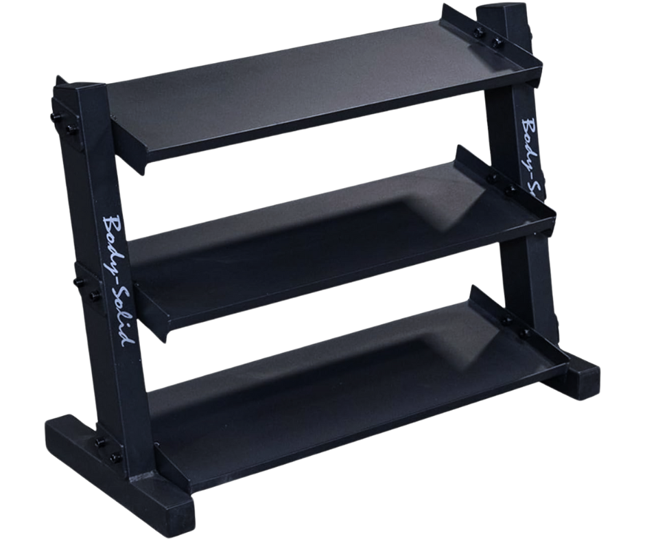 Body Solid GDR34B 3 Tier Horizontal 34" Vinyl or Neoprene Dumbbell Rack (New)