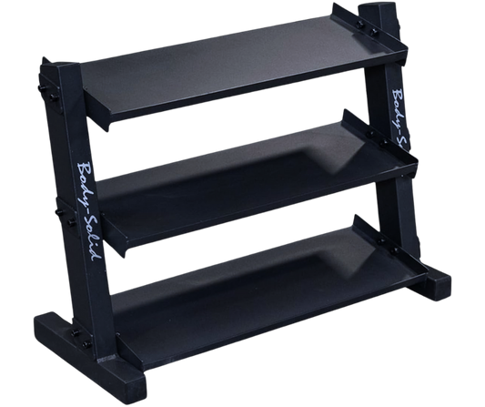 Body Solid GDR34B 3 Tier Horizontal 34" Vinyl or Neoprene Dumbbell Rack (New)