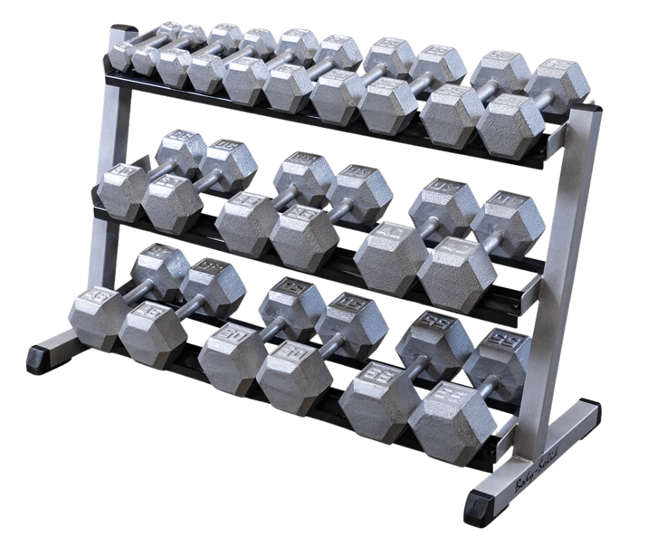 Body Solid GDR48B 3 Tier Horizontal 48" Dumbbell Rack (New) Image 2