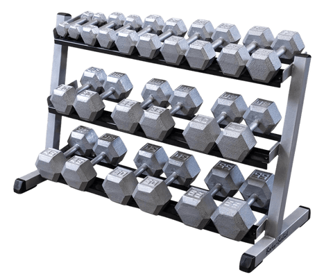 Body Solid GDR48B 3 Tier Horizontal 48" Dumbbell Rack (New) Image 2