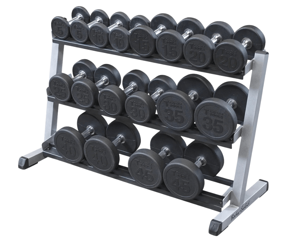 Body Solid GDR48B 3 Tier Horizontal 48" Dumbbell Rack (New) Image 4