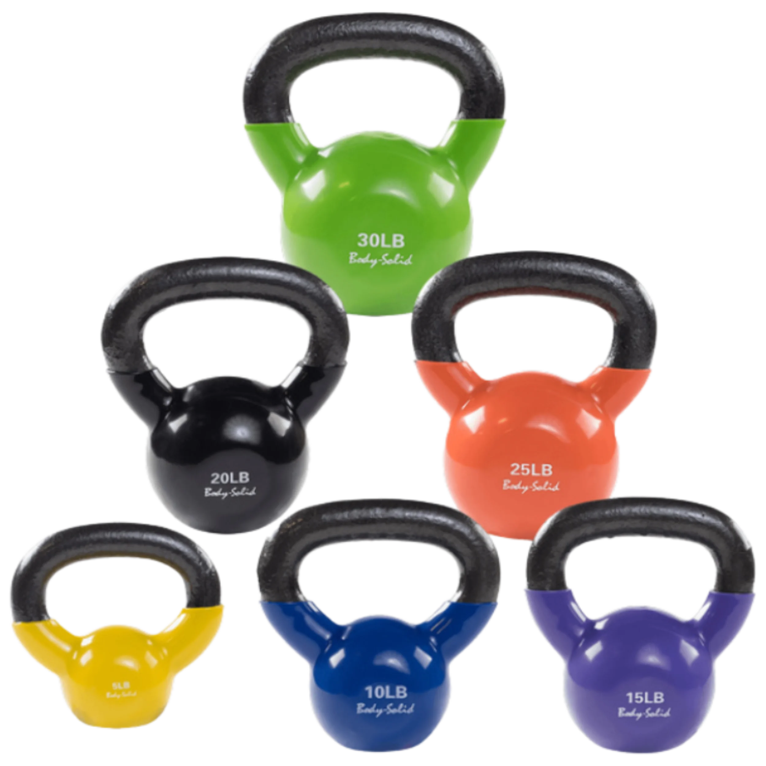 Body Solid KBVS105 Vinyl Coated Kettlebell Set 5-30 lb. (New)