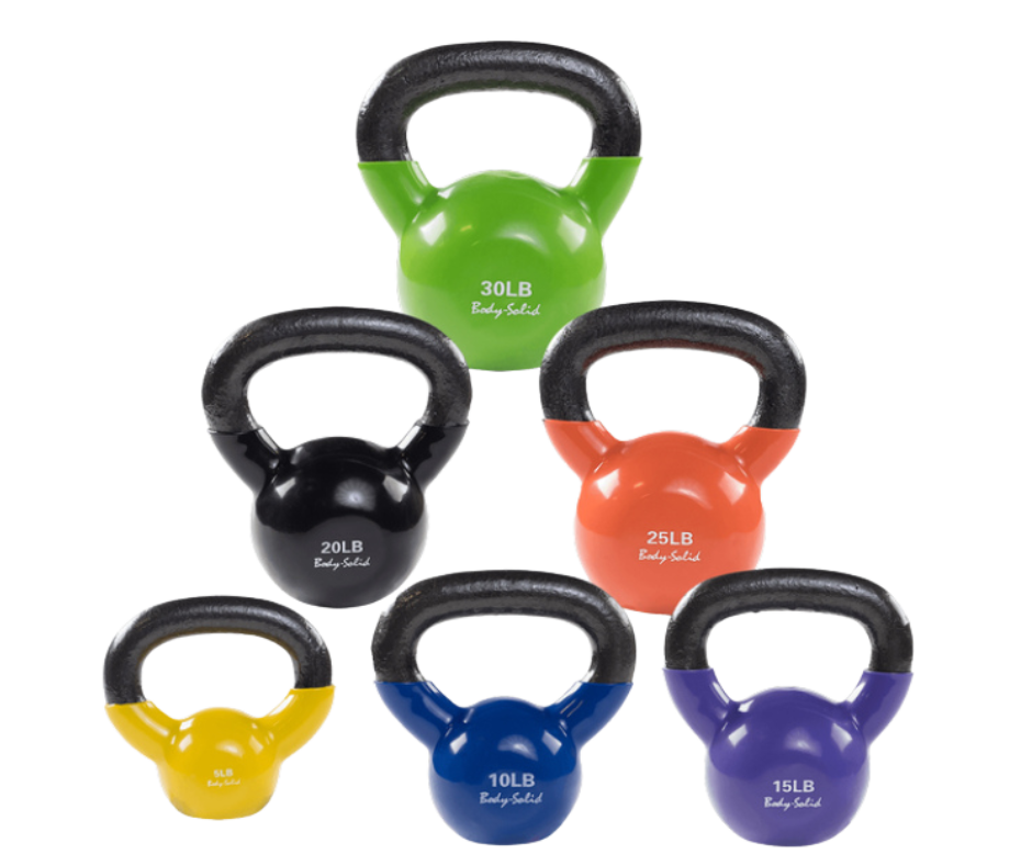 Body Solid KBVS105 Vinyl Coated Kettlebell Set 5-30 lb. (New) Image