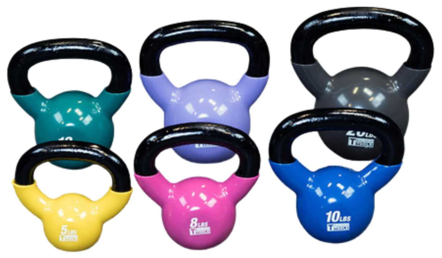Body Solid KBVS70PACK Vinyl Coated Kettlebell Set 5-20 lb. with GDKR50 (New)