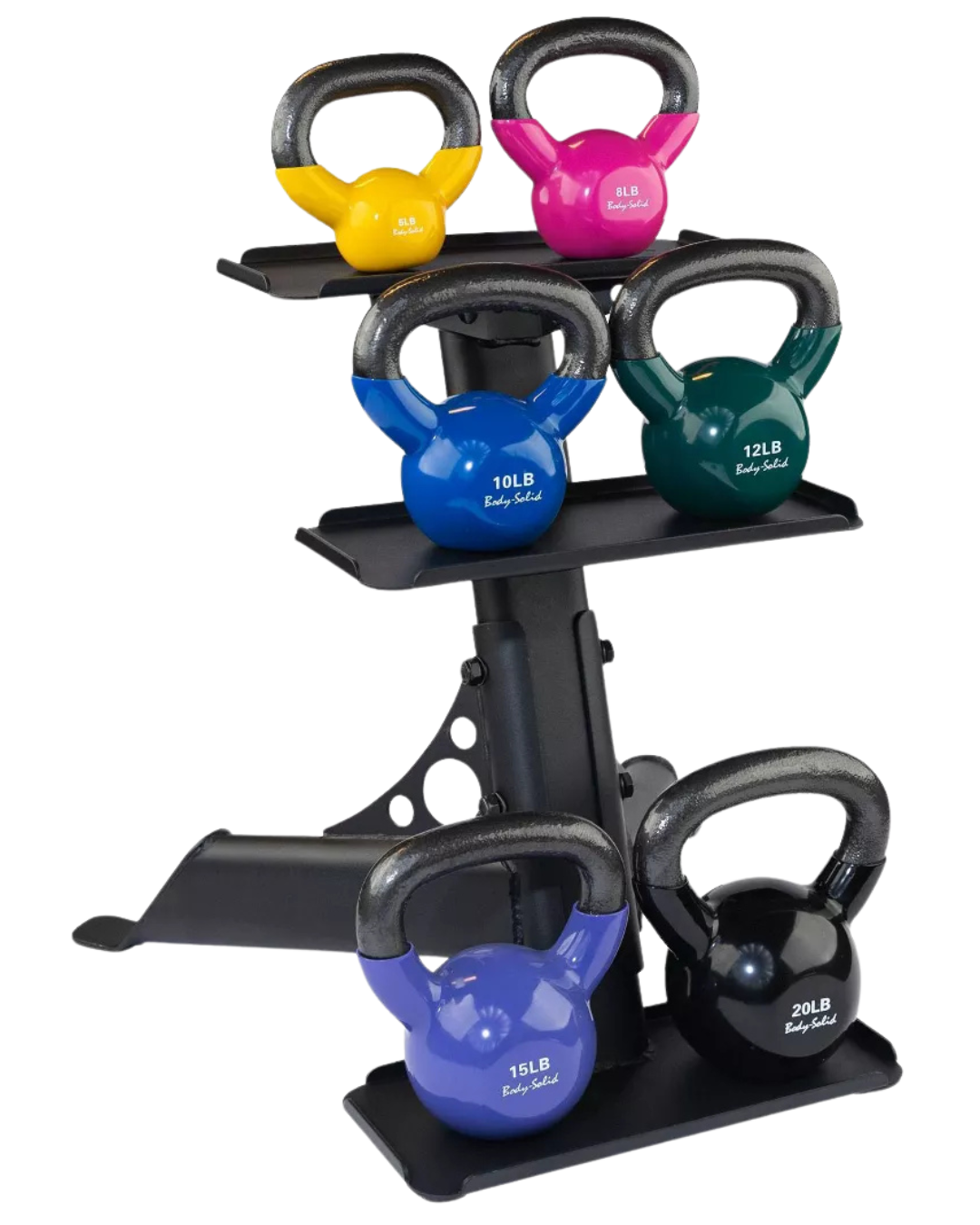 Body Solid KBVS70PACK Vinyl Coated Kettlebell Set 5-20 lb. with GDKR50 (New)